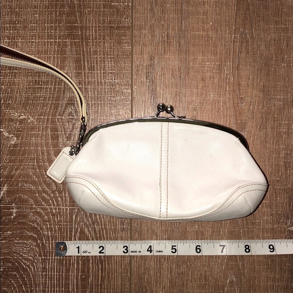 Coach White Leather Wristlet